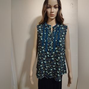 Modcloth Floral Sleeveless Blouse, Size L